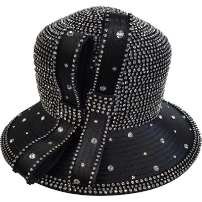 's Designer Dress Satin Ribbon All Year Around Dressy Church Hat Black  eb-83265785